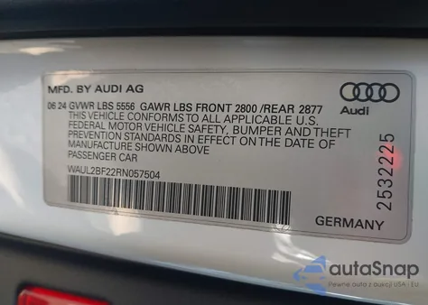 2024 Audi A6 Premium Plus 55 Tfsi Quattro S Tronic из США, поврежденный, VIN WAUL2BF22RN057504